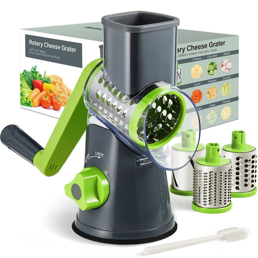 [Bf&Cm]Kitexpert Viral Cheese Grater(All Metal Blades & No Plastic Left in Food), 3X Faster Shredding, Time-Saving Rotary Cheese Grater, Mandoline, Vegetable Chopper, Kitchen Gadgets, Slicer Dicer Cutter Kitchenware Homeessentials