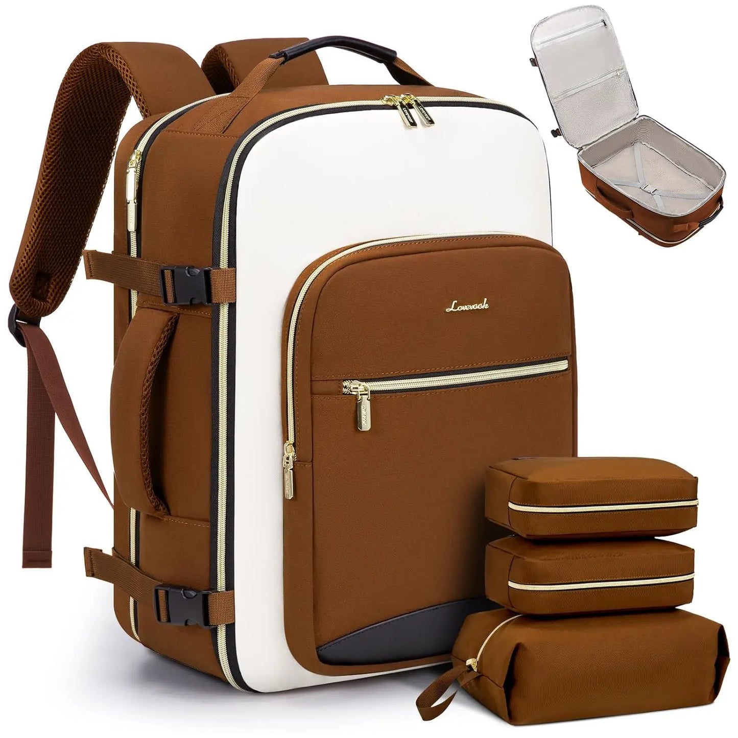 LOVEVOOK Travel Backpack for Women & Men as Personal Item Flight Approved,Large Capacity Carry on Backpack with 3 Packing Cubes and Laptop Compartment,Organized Daypack Stylish Casual Daypack ,Weekender Bag for Hiking,Overnight,Tiktokshopbacktoschool