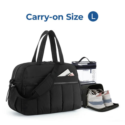 BAGSMART 3 Size Travel Duffel Bag for Women, Lightweight Gym Bag, Women'S Weekender Bag, Carry on Bag, Pesronal Item Bag for Travel/Fitness, 3 Sizes: M(With Wet Pocket)& L(With PVC Toiletry Bag) and Ita Bag(Clear Display Window), Dealsforyoudays Summerwin