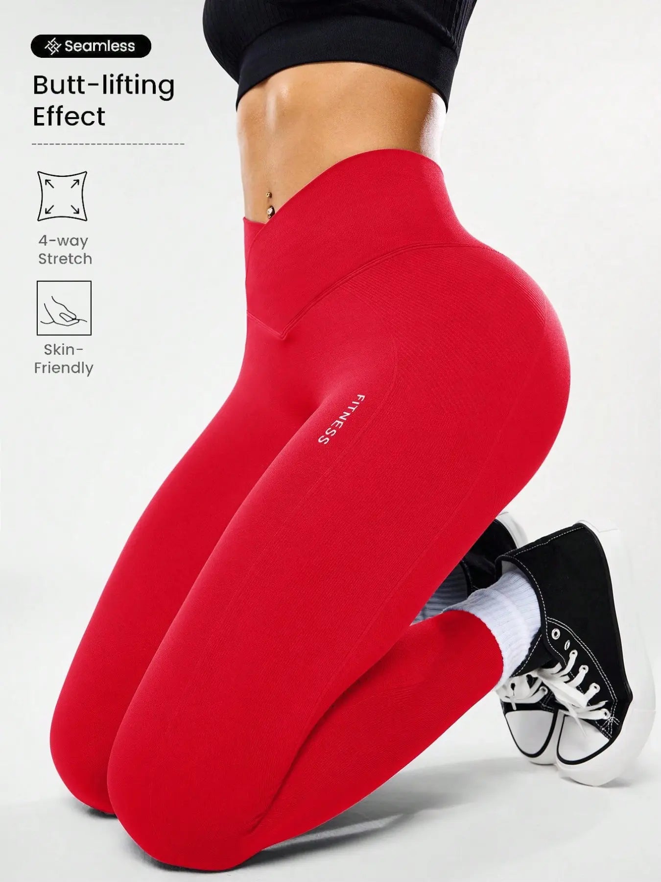 Women'S High Elasticity Yoga Pants, High Waist Leggings, High Stretch Leggings, Knitted Sports Pants, All Seasons Gym Wear, Comfortable & Flexible, Ideal for Fitness & Casual Use