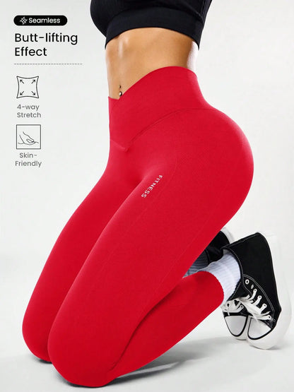 Women'S High Elasticity Yoga Pants, High Waist Leggings, High Stretch Leggings, Knitted Sports Pants, All Seasons Gym Wear, Comfortable & Flexible, Ideal for Fitness & Casual Use