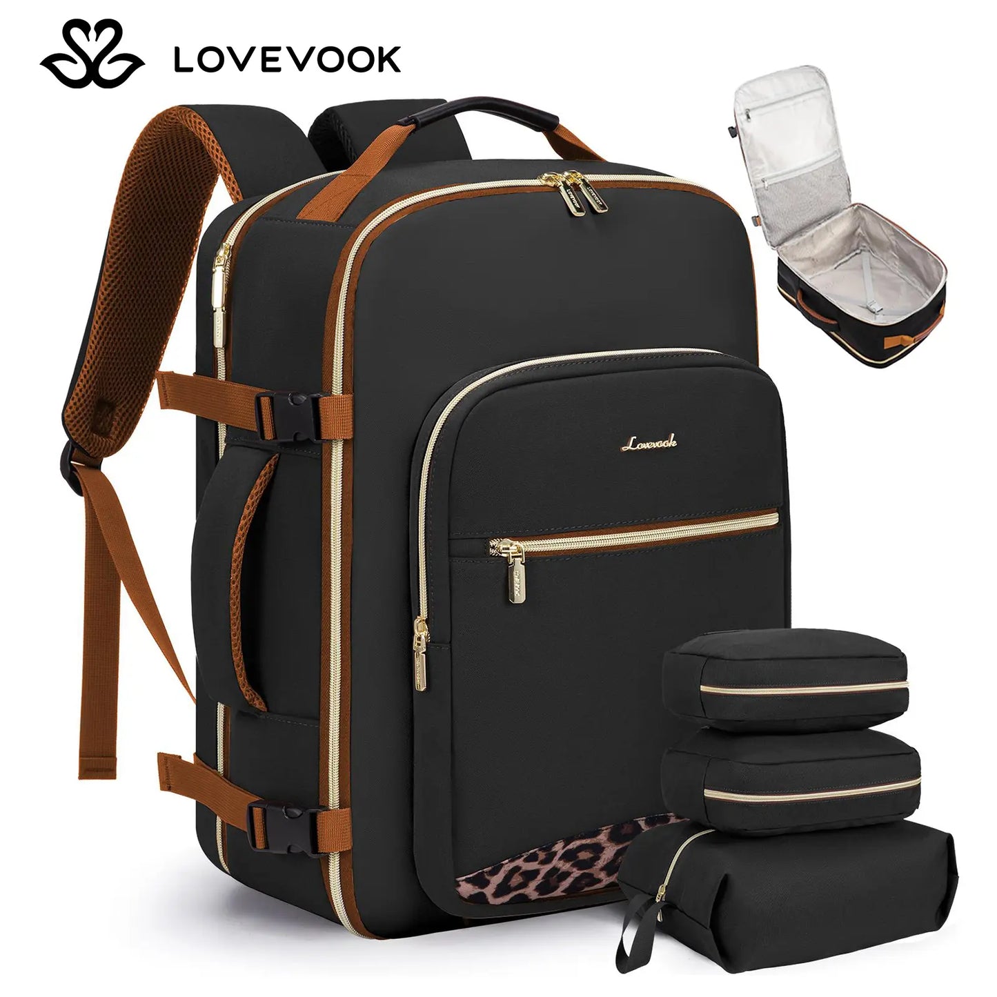 LOVEVOOK Travel Backpack for Women & Men as Personal Item Flight Approved,Large Capacity Carry on Backpack with 3 Packing Cubes and Laptop Compartment,Organized Daypack Stylish Casual Daypack ,Weekender Bag for Hiking,Overnight,Tiktokshopbacktoschool