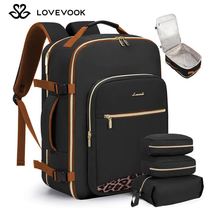 LOVEVOOK Travel Backpack for Women & Men as Personal Item Flight Approved,Large Capacity Carry on Backpack with 3 Packing Cubes and Laptop Compartment,Organized Daypack Stylish Casual Daypack ,Weekender Bag for Hiking,Overnight,Tiktokshopbacktoschool