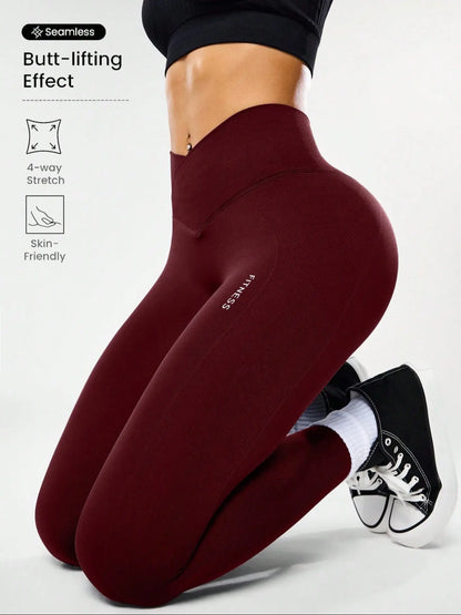 Women'S High Elasticity Yoga Pants, High Waist Leggings, High Stretch Leggings, Knitted Sports Pants, All Seasons Gym Wear, Comfortable & Flexible, Ideal for Fitness & Casual Use