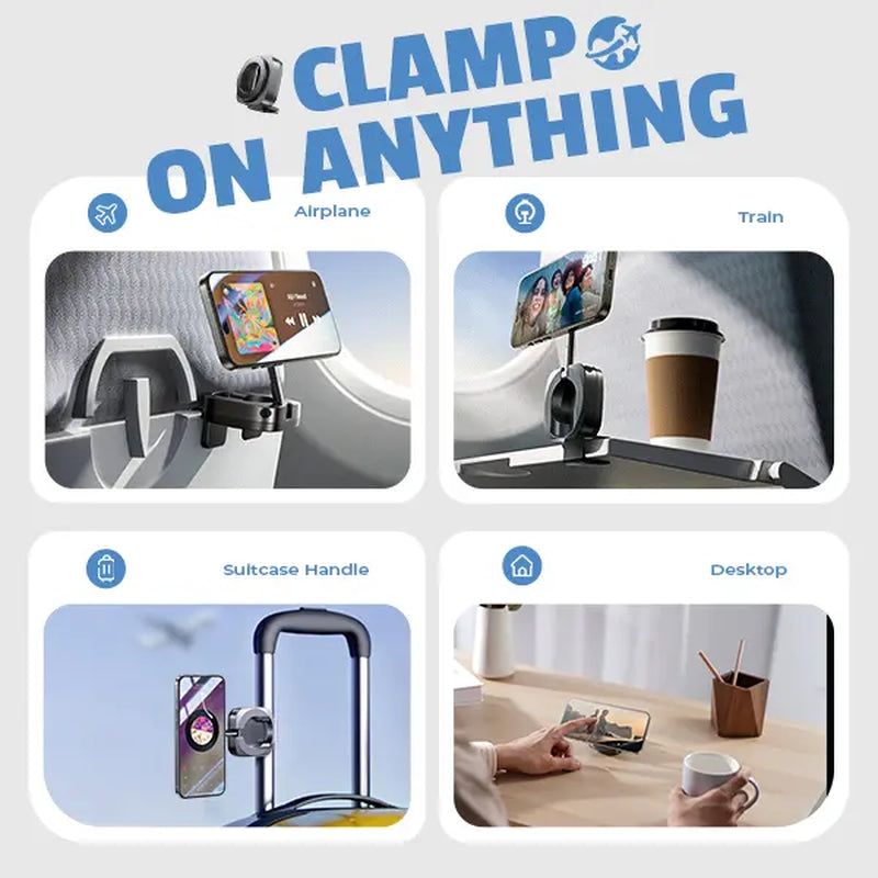 LISEN Magsafe Clip-On Cellphone Mount - 360° Rotatable, Folding Extendable Adjustable Selfie Stand, Hands-Free Strong Magnetic Mini Portable Mobile Phone Holder, Wireless Charging Accessories for Home, Airplane Travel