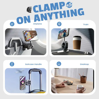 LISEN Magsafe Clip-On Cellphone Mount - 360° Rotatable, Folding Extendable Adjustable Selfie Stand, Hands-Free Strong Magnetic Mini Portable Mobile Phone Holder, Wireless Charging Accessories for Home, Airplane Travel