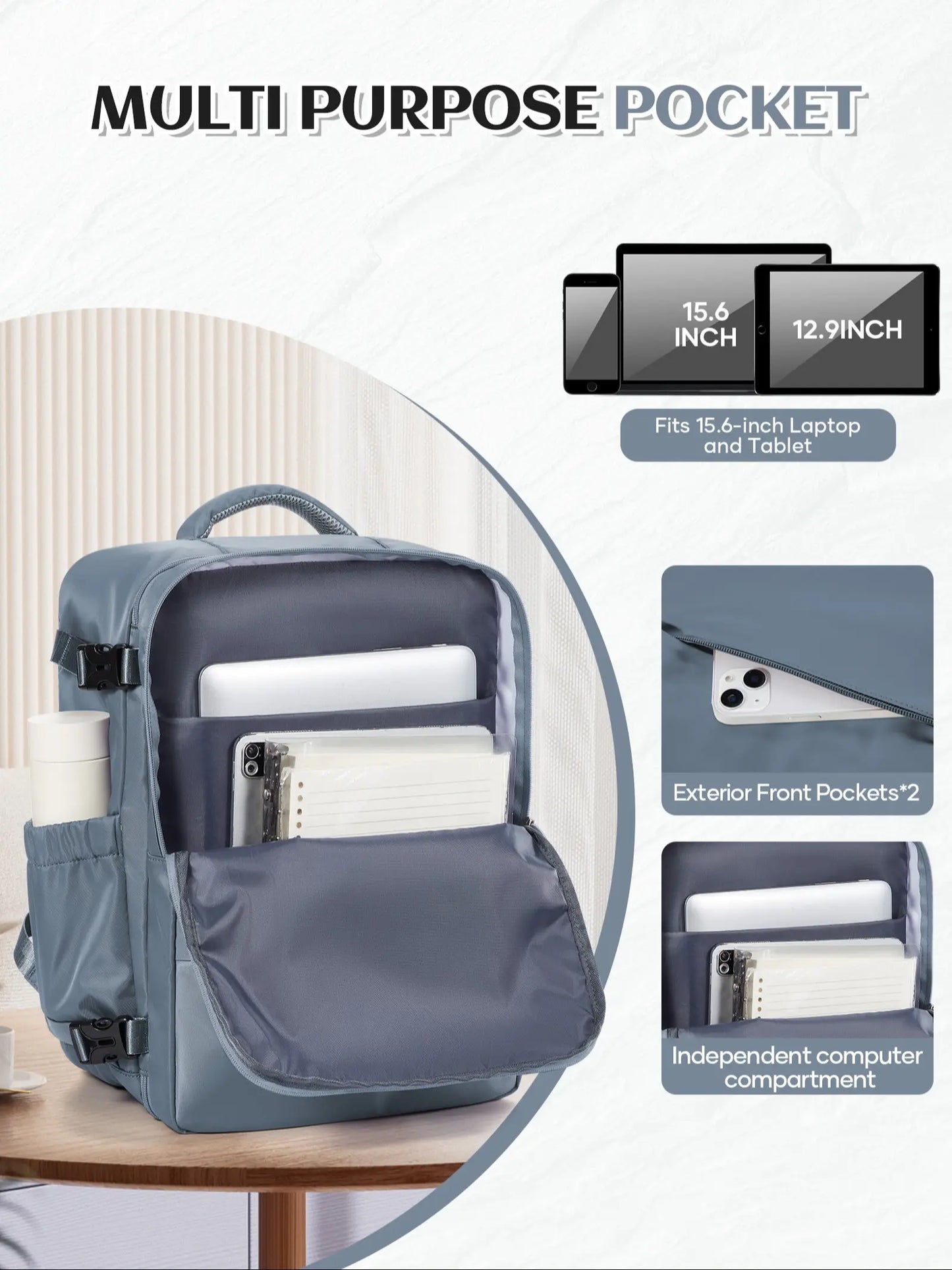 Ryanair Travel Backpack 40X30X20Cm, under Seat Cabin Bag, Unisex Shoulder Bag, Casual Daily Use, Lightweight Durable, Large Capacity, Portable Travel Bag