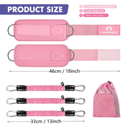 Hip Thrust Belt Ankle Resistance Bands Set, 1 Hip Thrust Belt + 2 Ankle Straps + 3 Resistance Bands + 1 Carry Bag, Glutes Workout Equipment, Ankle Bands for Working Out, Butt Exercise Fitness Equipment for Women, Home Gym Kit, Strength Equipment