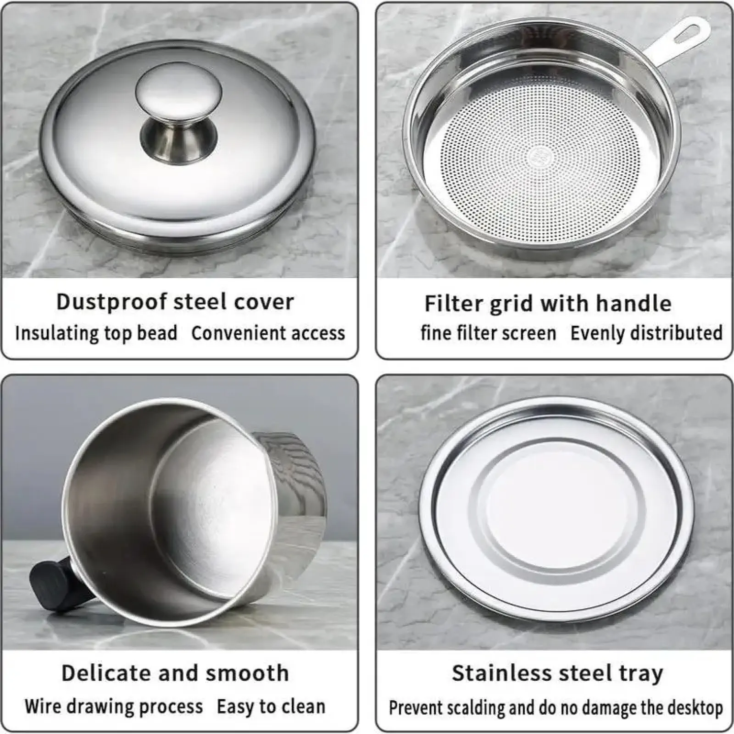 Sleek Stainless Steel Oil Dispenser with Tray & Lid