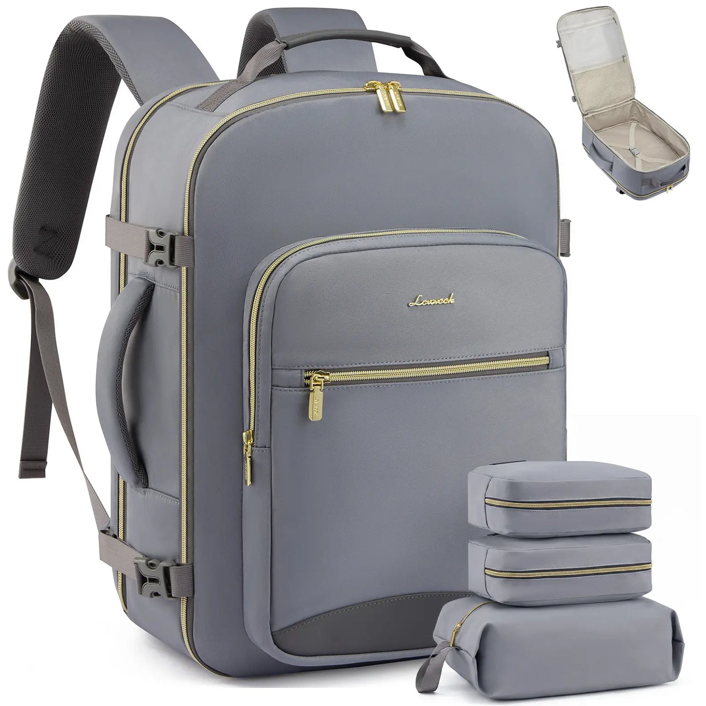 LOVEVOOK Travel Backpack for Women & Men as Personal Item Flight Approved,Large Capacity Carry on Backpack with 3 Packing Cubes and Laptop Compartment,Organized Daypack Stylish Casual Daypack ,Weekender Bag for Hiking,Overnight,Tiktokshopbacktoschool