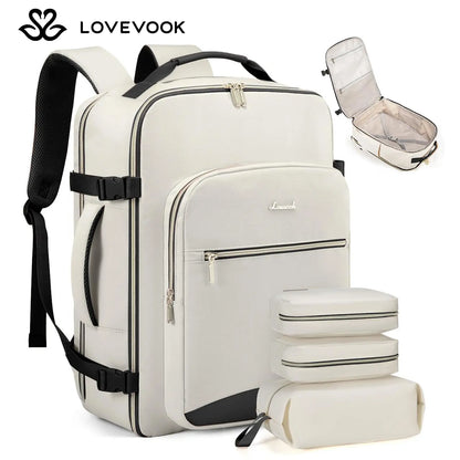 LOVEVOOK Travel Backpack for Women & Men as Personal Item Flight Approved,Large Capacity Carry on Backpack with 3 Packing Cubes and Laptop Compartment,Organized Daypack Stylish Casual Daypack ,Weekender Bag for Hiking,Overnight,Tiktokshopbacktoschool