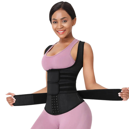 Feelingirl plus Size Waist Trainer Vest with 3 Rows of Eye and Hook Compression Cotton Shapewear Womenswear Comfort Straps Matt Waist Spandex Day Waist Trainer Summervibes