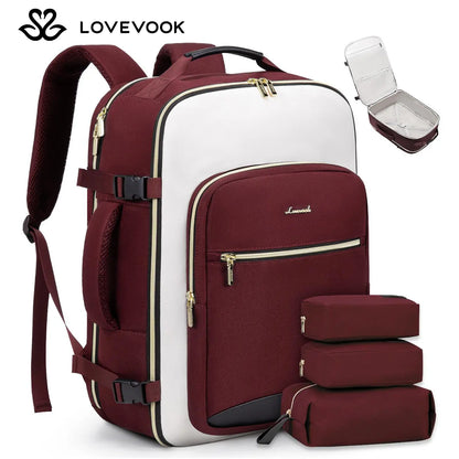 LOVEVOOK Travel Backpack for Women & Men as Personal Item Flight Approved,Large Capacity Carry on Backpack with 3 Packing Cubes and Laptop Compartment,Organized Daypack Stylish Casual Daypack ,Weekender Bag for Hiking,Overnight,Tiktokshopbacktoschool