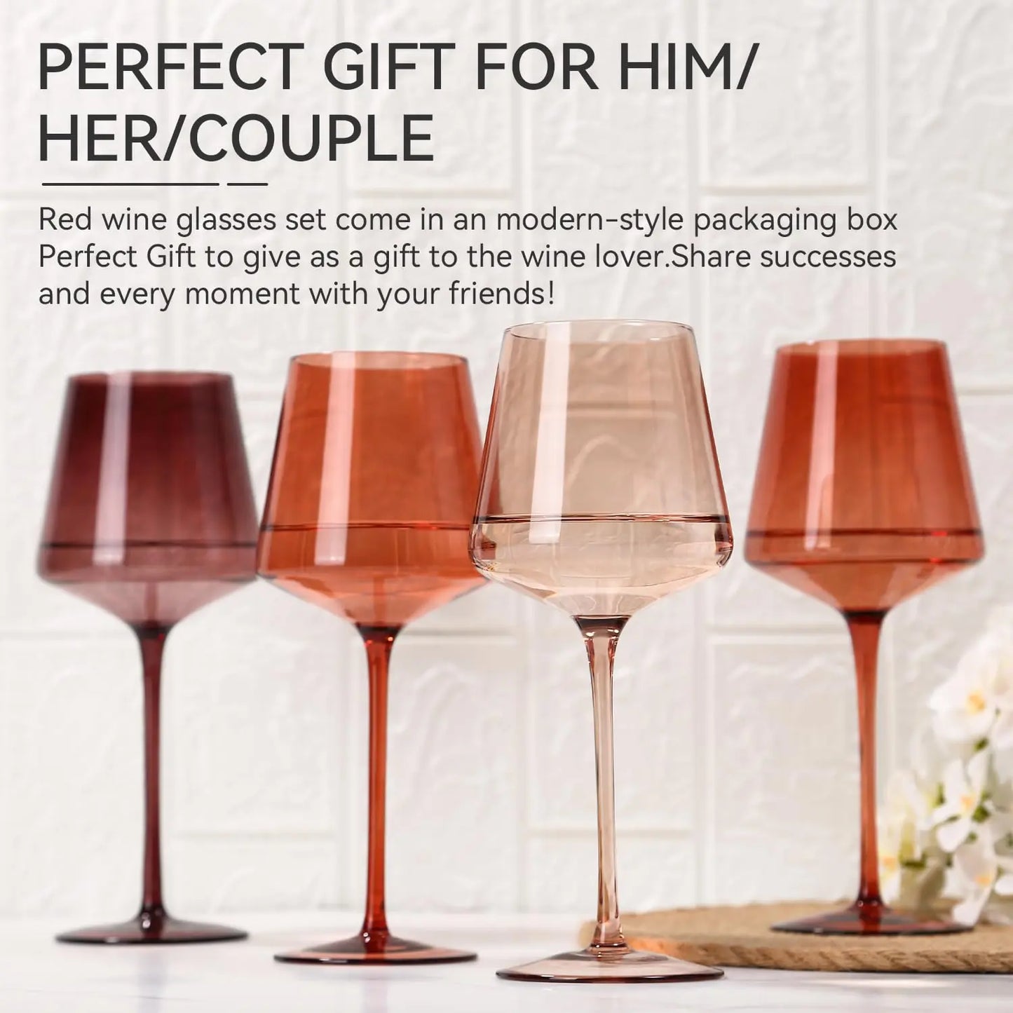 Elegant Hand Blown Crystal Wine Glasses Set of 6 - Perfect for Red & White Wine Lovers, Ideal Wedding Gift & Home Essentials