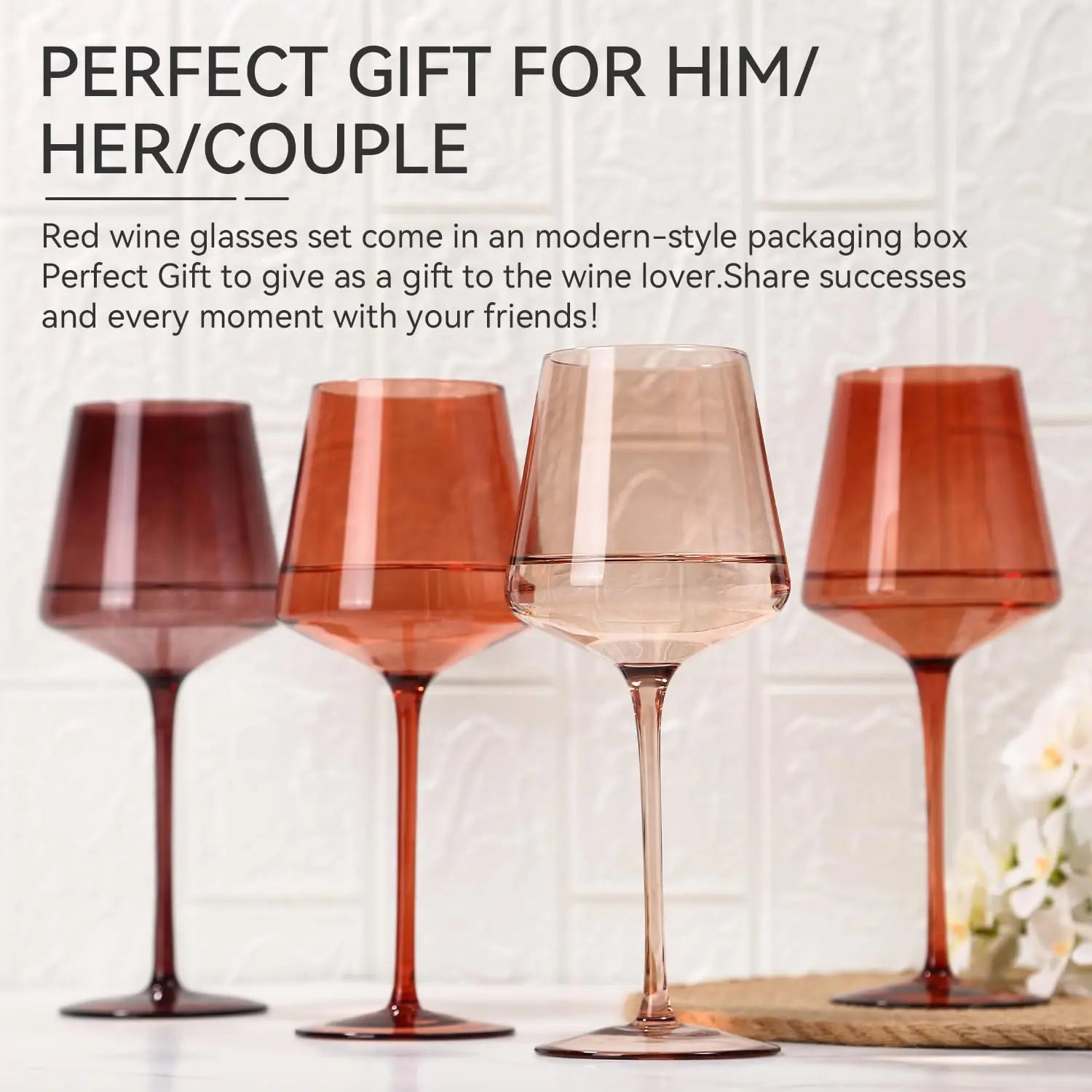 Elegant Hand Blown Crystal Wine Glasses Set of 6 - Perfect for Red & White Wine Lovers, Ideal Wedding Gift & Home Essentials