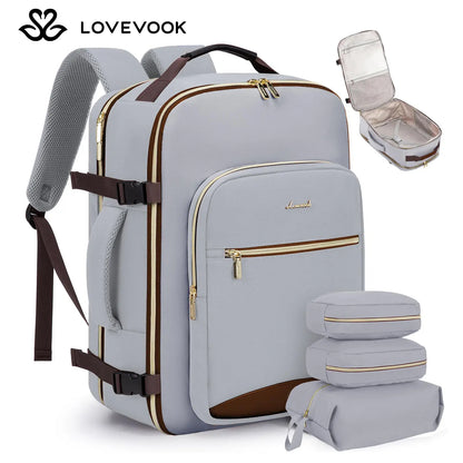 LOVEVOOK Travel Backpack for Women & Men as Personal Item Flight Approved,Large Capacity Carry on Backpack with 3 Packing Cubes and Laptop Compartment,Organized Daypack Stylish Casual Daypack ,Weekender Bag for Hiking,Overnight,Tiktokshopbacktoschool