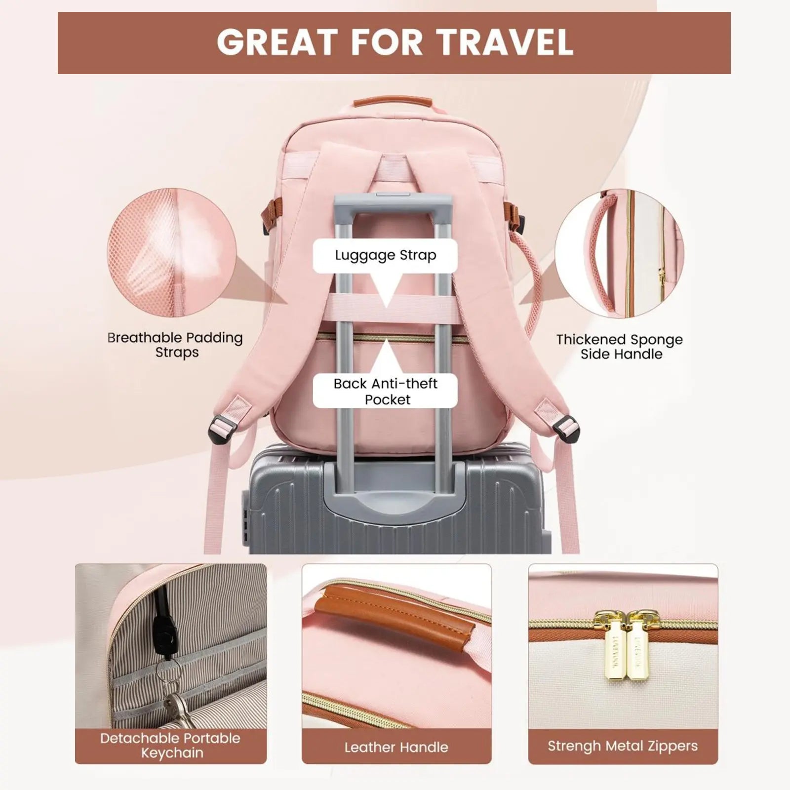 LOVEVOOK Travel Backpack for Women & Men as Personal Item Flight Approved,Large Capacity Carry on Backpack with 3 Packing Cubes and Laptop Compartment,Organized Daypack Stylish Casual Daypack ,Weekender Bag for Hiking,Overnight,Tiktokshopbacktoschool