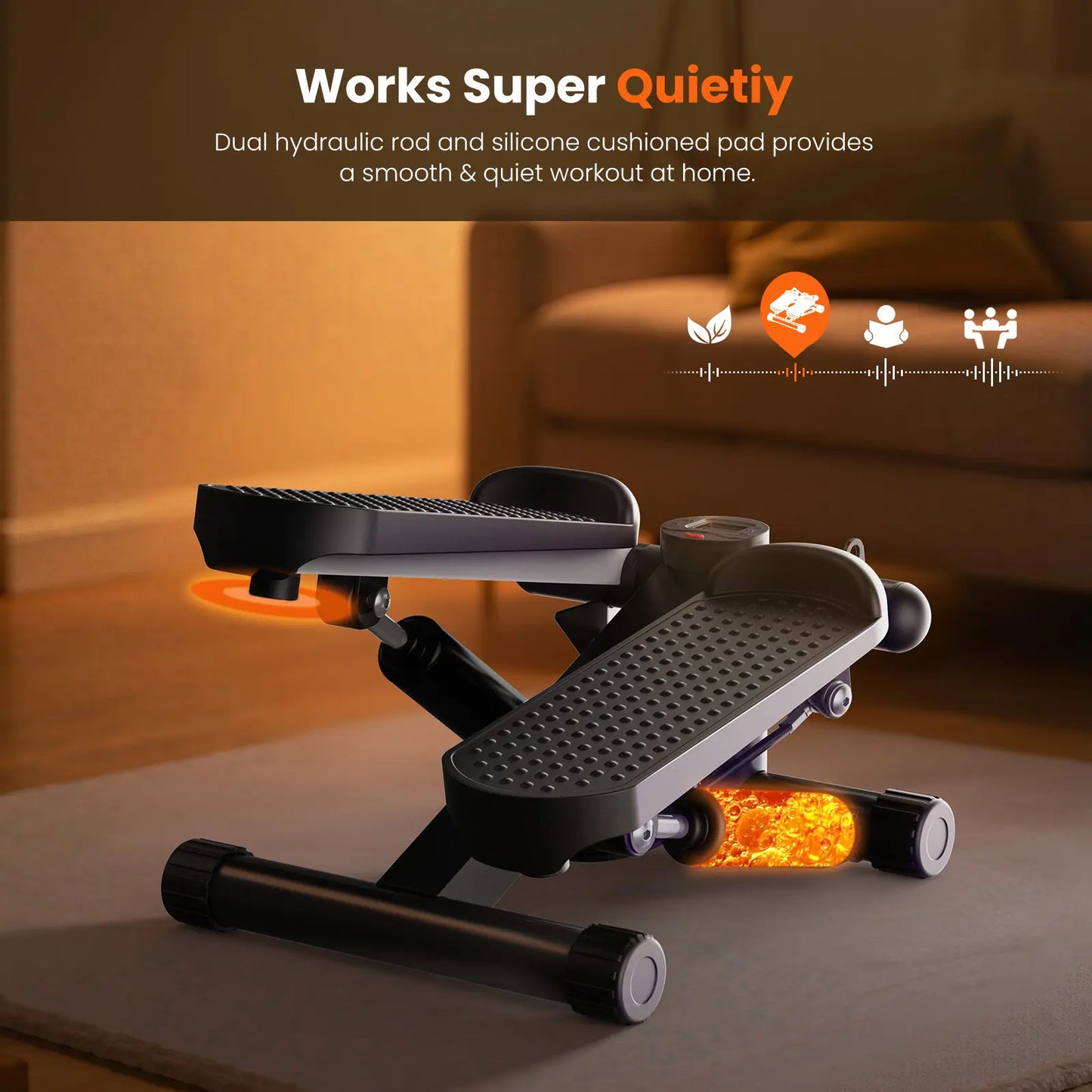 Mini Stepper for Exercise at Home, Stair Stepper Machine with Resistance Bands, Compact Cardio Step Machine, Adjustable Workout Equipment for Home Office Small Spaces Home Fitness Equipment