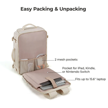 BAGSMART Blast Carry-On Travel Backpack 15.6" Laptop Waterproof Quick Access Fits 40Oz Water Bottle Ideal for Air Travel Durable Compact Airline Approved Secure 28L-38L Volume 6 External Pockets Summer Sale &Spotlight Day