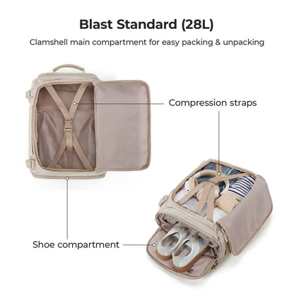 BAGSMART Blast Carry-On Travel Backpack 15.6" Laptop Waterproof Quick Access Fits 40Oz Water Bottle Ideal for Air Travel Durable Compact Airline Approved Secure 28L-38L Volume 6 External Pockets Summer Sale &Spotlight Day