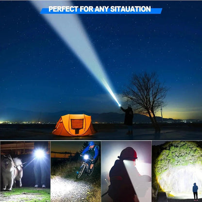 Rechargeable Flashlight, 1 Set 5 Speed Mode LED High Lumen Flashlight, Super Bright Flashlight with Holster, Powerful Handheld Torch Portable Zoom Flashlight for Emergency Camping Hiking #GLOBAL PICKS