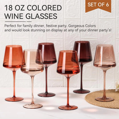 Elegant Hand Blown Crystal Wine Glasses Set of 6 - Perfect for Red & White Wine Lovers, Ideal Wedding Gift & Home Essentials