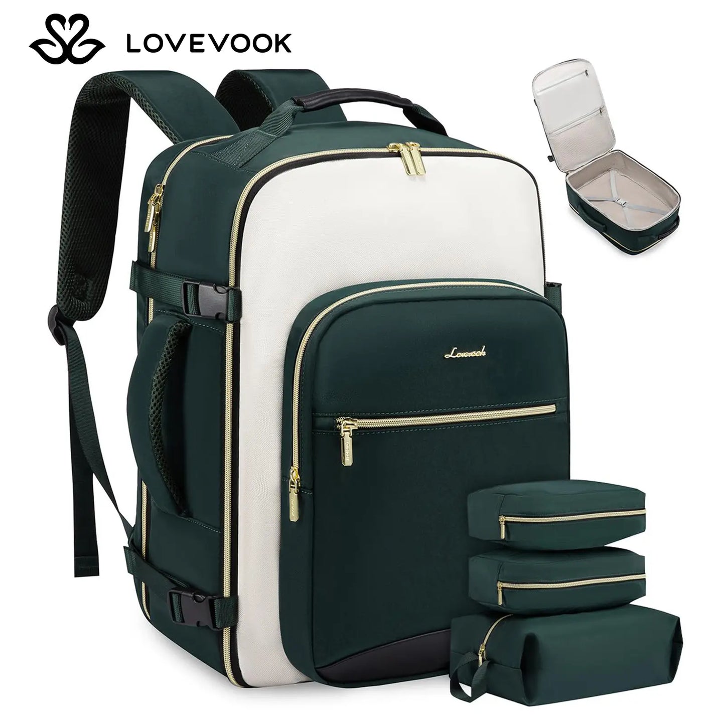 LOVEVOOK Travel Backpack for Women & Men as Personal Item Flight Approved,Large Capacity Carry on Backpack with 3 Packing Cubes and Laptop Compartment,Organized Daypack Stylish Casual Daypack ,Weekender Bag for Hiking,Overnight,Tiktokshopbacktoschool