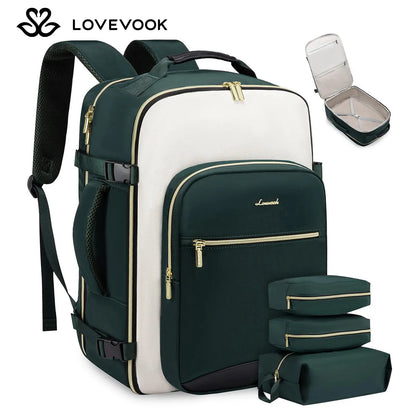 LOVEVOOK Travel Backpack for Women & Men as Personal Item Flight Approved,Large Capacity Carry on Backpack with 3 Packing Cubes and Laptop Compartment,Organized Daypack Stylish Casual Daypack ,Weekender Bag for Hiking,Overnight,Tiktokshopbacktoschool