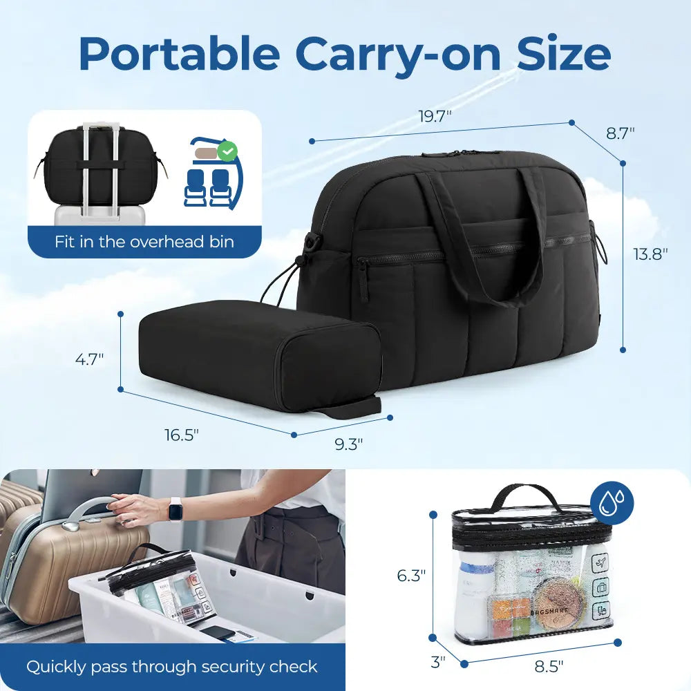 BAGSMART 3 Size Travel Duffel Bag for Women, Lightweight Gym Bag, Women'S Weekender Bag, Carry on Bag, Pesronal Item Bag for Travel/Fitness, 3 Sizes: M(With Wet Pocket)& L(With PVC Toiletry Bag) and Ita Bag(Clear Display Window), Dealsforyoudays Summerwin