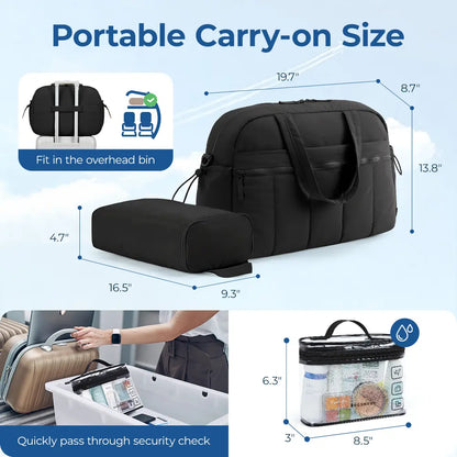 BAGSMART 3 Size Travel Duffel Bag for Women, Lightweight Gym Bag, Women'S Weekender Bag, Carry on Bag, Pesronal Item Bag for Travel/Fitness, 3 Sizes: M(With Wet Pocket)& L(With PVC Toiletry Bag) and Ita Bag(Clear Display Window), Dealsforyoudays Summerwin