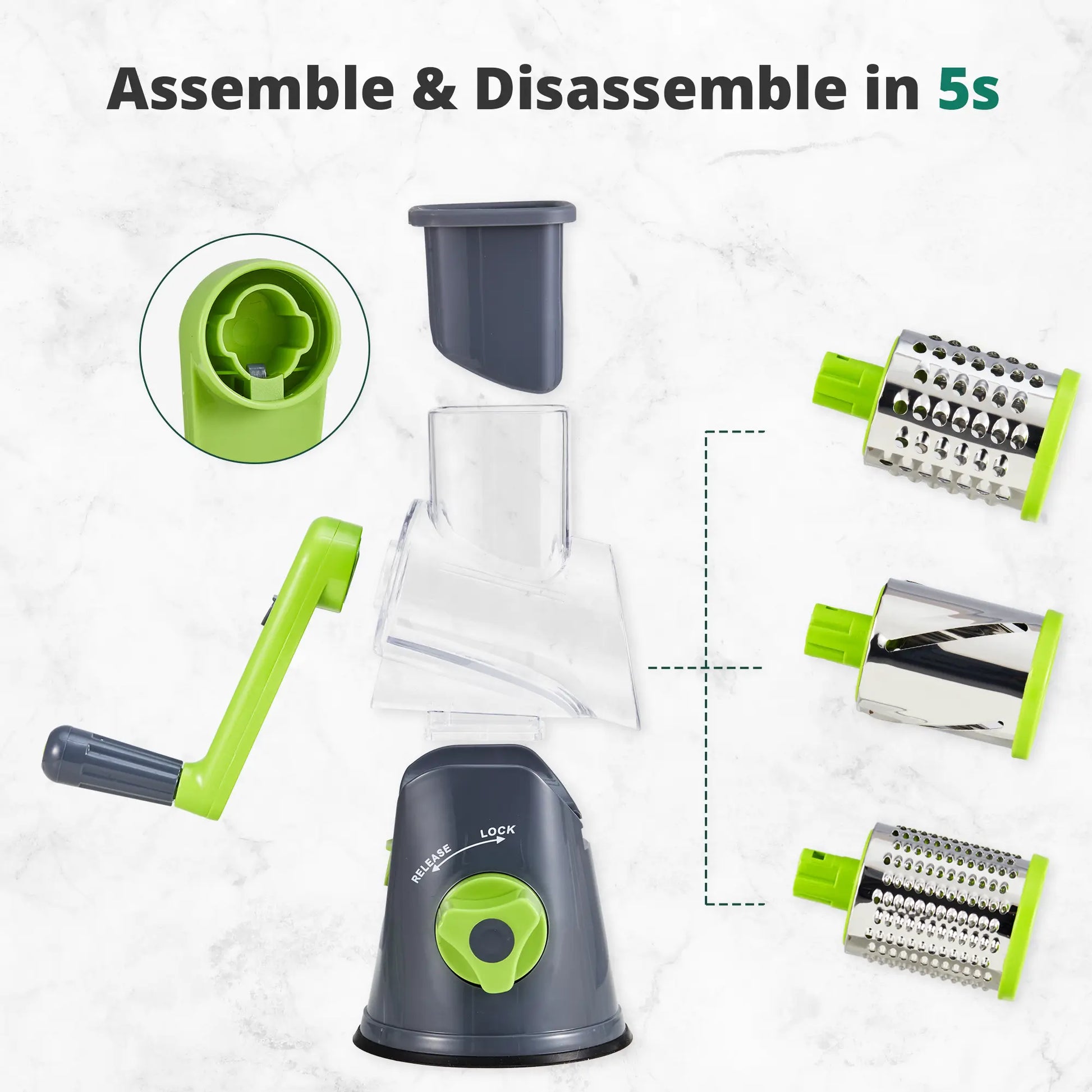 [Bf&Cm]Kitexpert Viral Cheese Grater(All Metal Blades & No Plastic Left in Food), 3X Faster Shredding, Time-Saving Rotary Cheese Grater, Mandoline, Vegetable Chopper, Kitchen Gadgets, Slicer Dicer Cutter Kitchenware Homeessentials