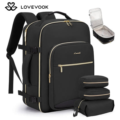 LOVEVOOK Travel Backpack for Women & Men as Personal Item Flight Approved,Large Capacity Carry on Backpack with 3 Packing Cubes and Laptop Compartment,Organized Daypack Stylish Casual Daypack ,Weekender Bag for Hiking,Overnight,Tiktokshopbacktoschool