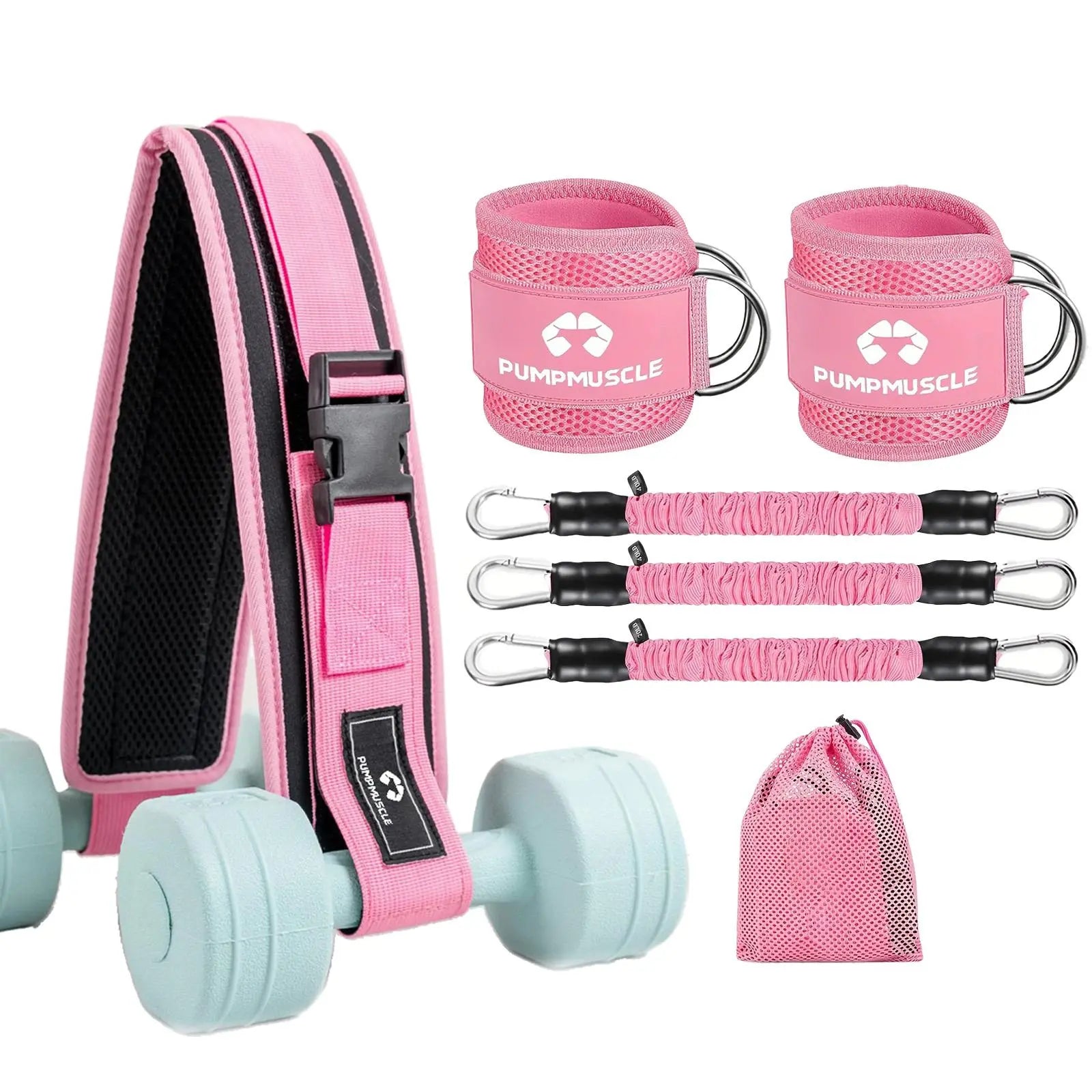 Hip Thrust Belt Ankle Resistance Bands Set, 1 Hip Thrust Belt + 2 Ankle Straps + 3 Resistance Bands + 1 Carry Bag, Glutes Workout Equipment, Ankle Bands for Working Out, Butt Exercise Fitness Equipment for Women, Home Gym Kit, Strength Equipment