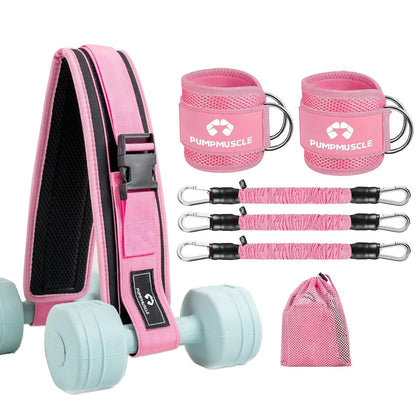 Hip Thrust Belt Ankle Resistance Bands Set, 1 Hip Thrust Belt + 2 Ankle Straps + 3 Resistance Bands + 1 Carry Bag, Glutes Workout Equipment, Ankle Bands for Working Out, Butt Exercise Fitness Equipment for Women, Home Gym Kit, Strength Equipment