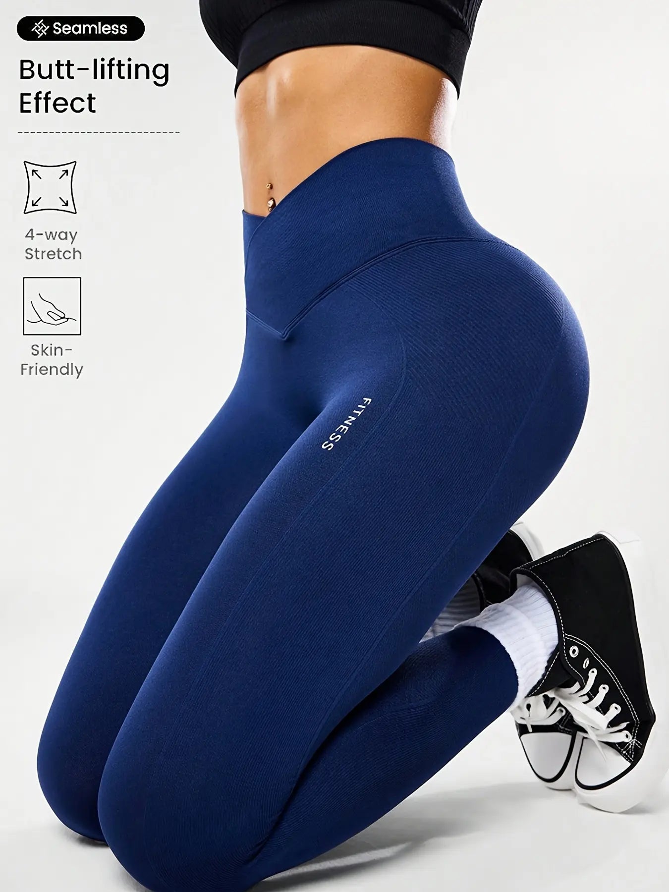 Women'S High Elasticity Yoga Pants, High Waist Leggings, High Stretch Leggings, Knitted Sports Pants, All Seasons Gym Wear, Comfortable & Flexible, Ideal for Fitness & Casual Use