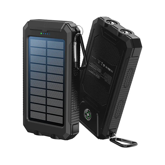 Citicr Solar Portable Charger -10000Mah Built-In 2 LED Flashlights, Waterproof and Dust-Proof, Compass, Climbing Buckle, USB-C Interface Output and Input, External Battery Pack Efficient Charging, Suitable for Outdoor Activities & Travel Modern