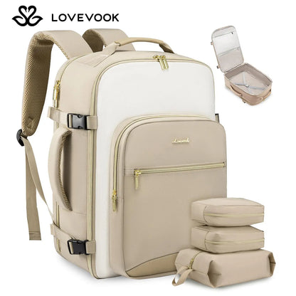 LOVEVOOK Travel Backpack for Women & Men as Personal Item Flight Approved,Large Capacity Carry on Backpack with 3 Packing Cubes and Laptop Compartment,Organized Daypack Stylish Casual Daypack ,Weekender Bag for Hiking,Overnight,Tiktokshopbacktoschool