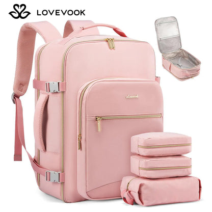 LOVEVOOK Travel Backpack for Women & Men as Personal Item Flight Approved,Large Capacity Carry on Backpack with 3 Packing Cubes and Laptop Compartment,Organized Daypack Stylish Casual Daypack ,Weekender Bag for Hiking,Overnight,Tiktokshopbacktoschool