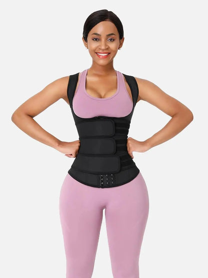Feelingirl plus Size Waist Trainer Vest with 3 Rows of Eye and Hook Compression Cotton Shapewear Womenswear Comfort Straps Matt Waist Spandex Day Waist Trainer Summervibes