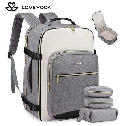 LOVEVOOK Travel Backpack for Women & Men as Personal Item Flight Approved,Large Capacity Carry on Backpack with 3 Packing Cubes and Laptop Compartment,Organized Daypack Stylish Casual Daypack ,Weekender Bag for Hiking,Overnight,Tiktokshopbacktoschool