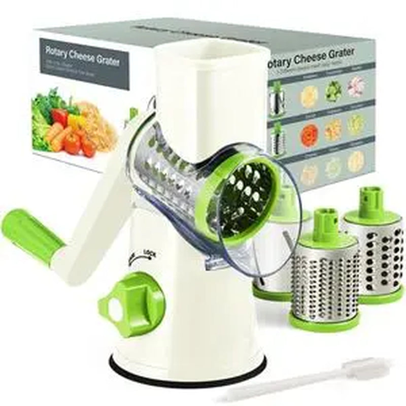 [Bf&Cm]Kitexpert Viral Cheese Grater(All Metal Blades & No Plastic Left in Food), 3X Faster Shredding, Time-Saving Rotary Cheese Grater, Mandoline, Vegetable Chopper, Kitchen Gadgets, Slicer Dicer Cutter Kitchenware Homeessentials