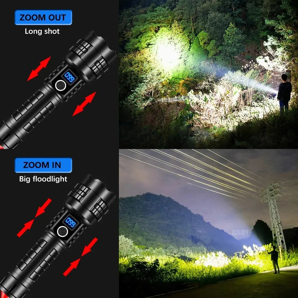 Rechargeable Flashlight, 1 Set 5 Speed Mode LED High Lumen Flashlight, Super Bright Flashlight with Holster, Powerful Handheld Torch Portable Zoom Flashlight for Emergency Camping Hiking #GLOBAL PICKS