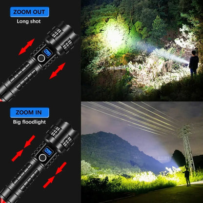 Rechargeable Flashlight, 1 Set 5 Speed Mode LED High Lumen Flashlight, Super Bright Flashlight with Holster, Powerful Handheld Torch Portable Zoom Flashlight for Emergency Camping Hiking #GLOBAL PICKS