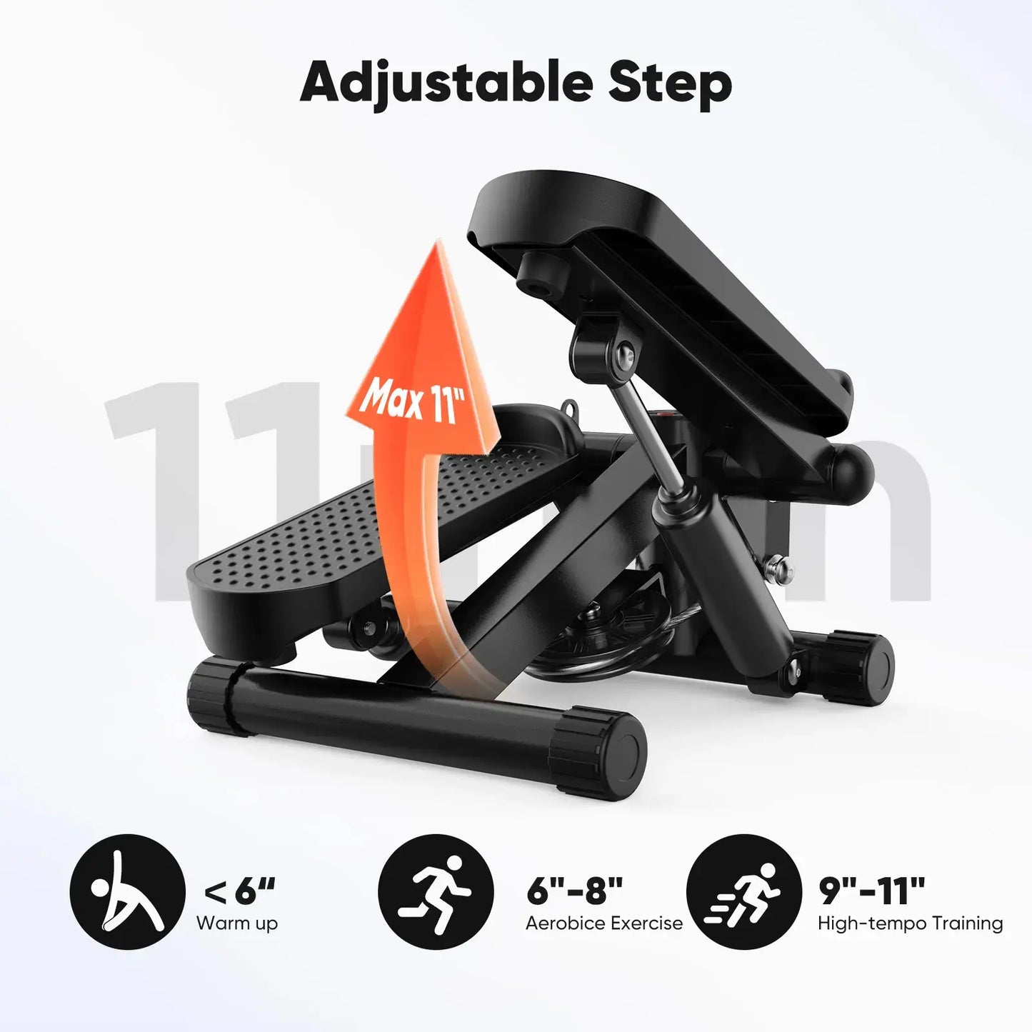 Mini Stepper for Exercise at Home, Stair Stepper Machine with Resistance Bands, Compact Cardio Step Machine, Adjustable Workout Equipment for Home Office Small Spaces Home Fitness Equipment