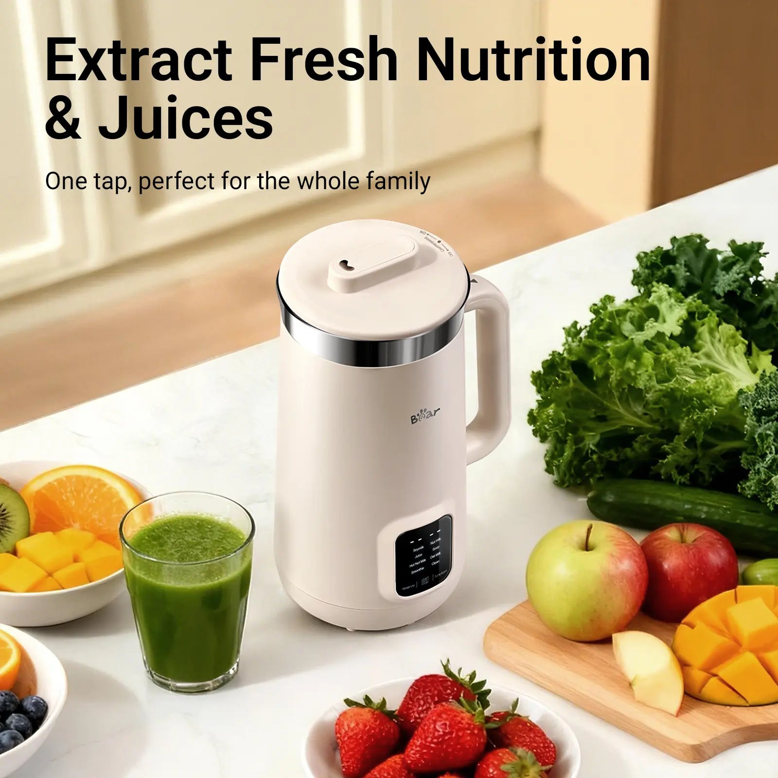 Bear 8-In-1 Nut Milk Maker - 40Oz Capacity, Self-Cleaning, 12H Delay, 6H Keep Warm, One-Touch Operation for Homemade Almond & Oat Milk
