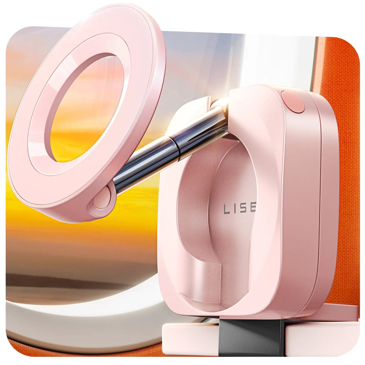 LISEN Magsafe Clip-On Cellphone Mount - 360° Rotatable, Folding Extendable Adjustable Selfie Stand, Hands-Free Strong Magnetic Mini Portable Mobile Phone Holder, Wireless Charging Accessories for Home, Airplane Travel