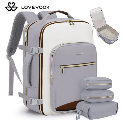 LOVEVOOK Travel Backpack for Women & Men as Personal Item Flight Approved,Large Capacity Carry on Backpack with 3 Packing Cubes and Laptop Compartment,Organized Daypack Stylish Casual Daypack ,Weekender Bag for Hiking,Overnight,Tiktokshopbacktoschool