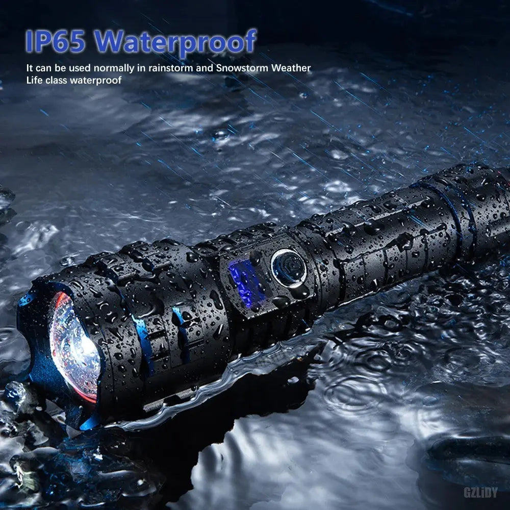 Rechargeable Flashlight, 1 Set 5 Speed Mode LED High Lumen Flashlight, Super Bright Flashlight with Holster, Powerful Handheld Torch Portable Zoom Flashlight for Emergency Camping Hiking #GLOBAL PICKS