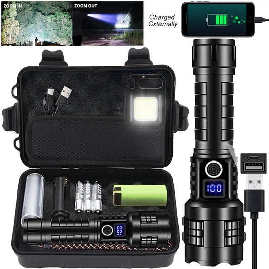 Rechargeable Flashlight, 1 Set 5 Speed Mode LED High Lumen Flashlight, Super Bright Flashlight with Holster, Powerful Handheld Torch Portable Zoom Flashlight for Emergency Camping Hiking #GLOBAL PICKS