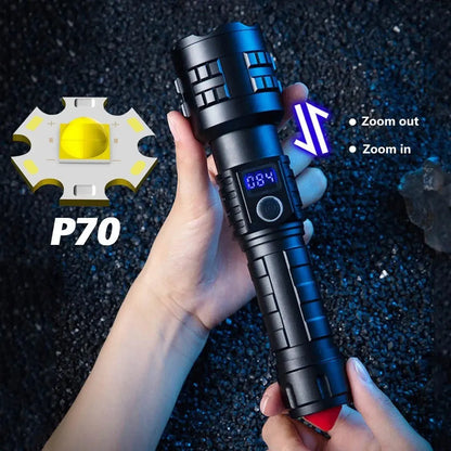 Rechargeable Flashlight, 1 Set 5 Speed Mode LED High Lumen Flashlight, Super Bright Flashlight with Holster, Powerful Handheld Torch Portable Zoom Flashlight for Emergency Camping Hiking #GLOBAL PICKS
